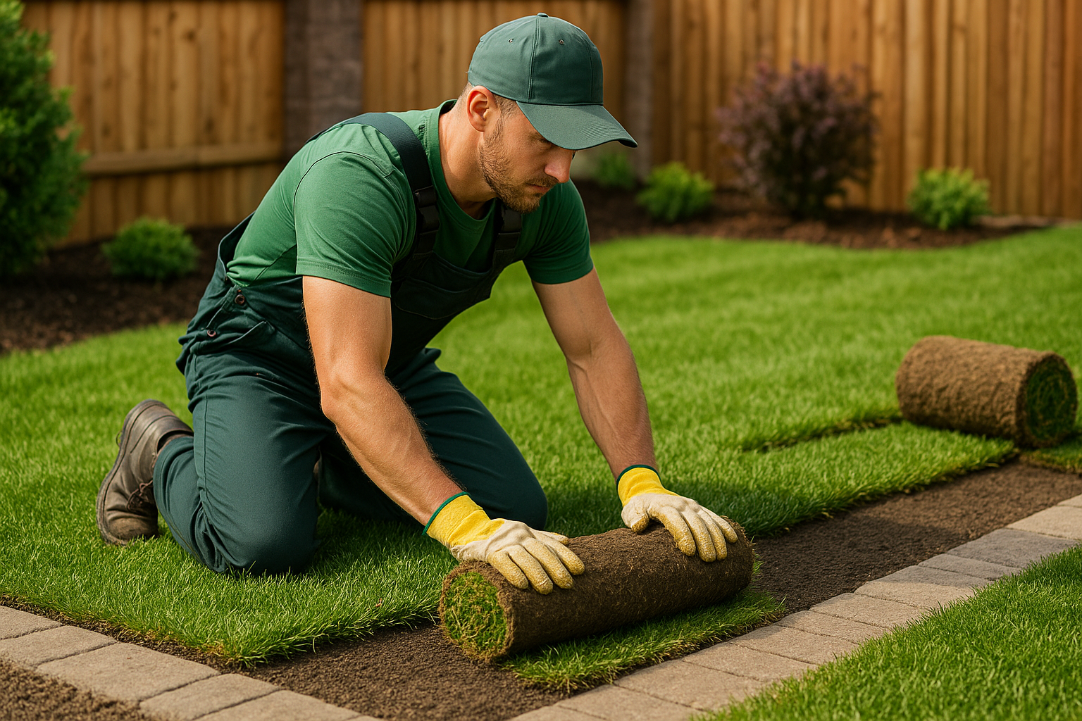 TheSodfather-Installingsod landscaper installing sod