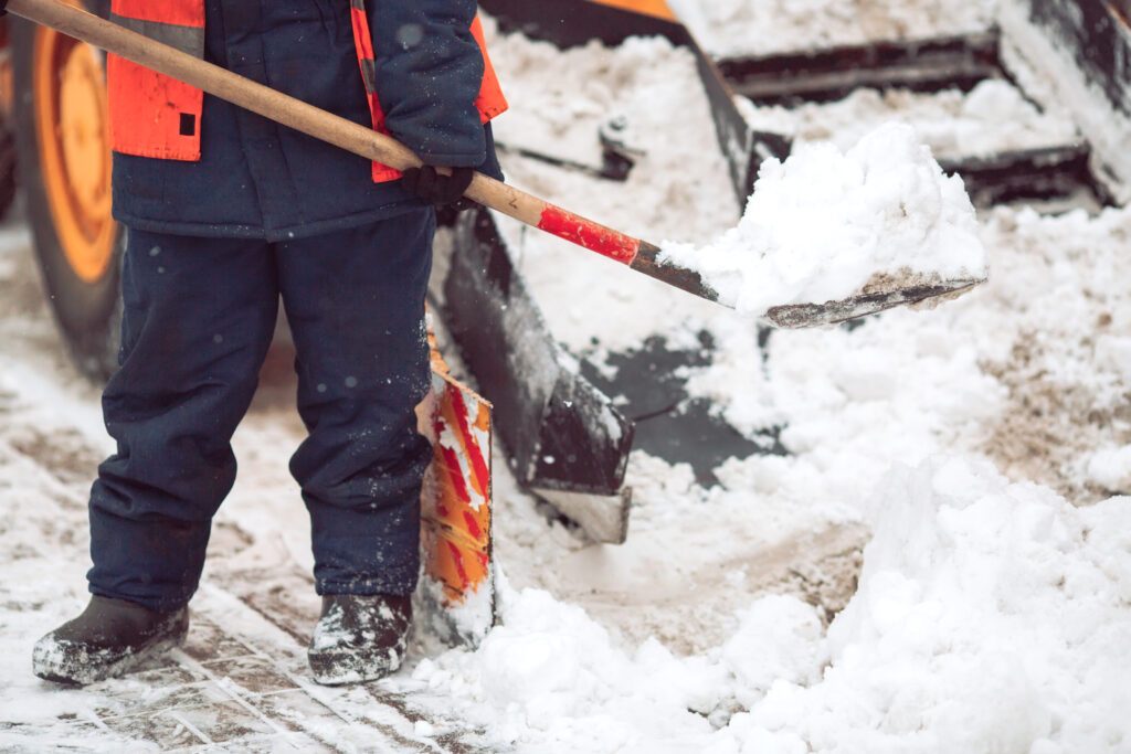 Snow Clearing 5 snow removal city worker helps shovel snowplow
